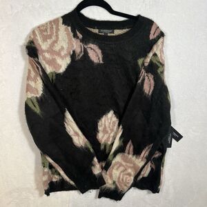 Liverpool Los Angeles Women's Black Floral Sweater New With Tags NWT Size Large